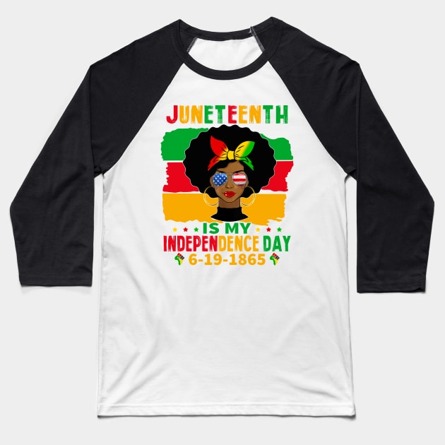 Independence Day Afro Melanin Natural Hair Juneteenth Baseball T-Shirt by nikolay